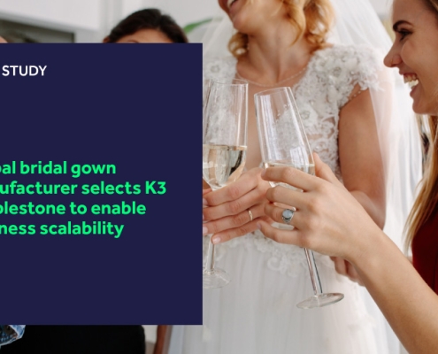 Global bridal gown manufacturer selects K3 Pebblestone to enable business scalability blog header